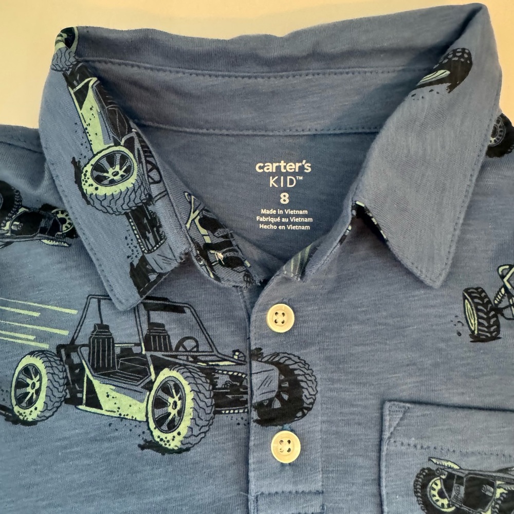 NWT, CARTER’S Blue Polo Shirt with Print Size 8 - Picture 8 of 12